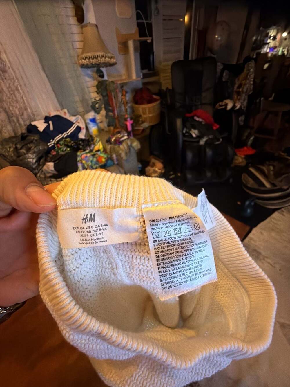 H&M Kids White Cotton Knit Sweater Size 8-9Y